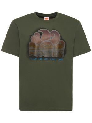 Памучна тениска с принт от джърси Sundek Goldenwave зелено