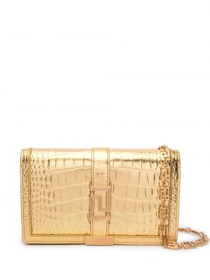 Δερμάτινη τσάντα χιαστί Versace χρυσό
