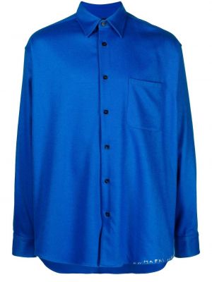 Péřová přiléhavá košile s knoflíky Marni modrá