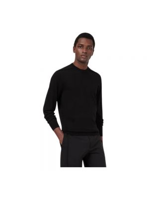 Sudadera con cuello redondo de lana slim fit de tela jersey Emporio Armani negro