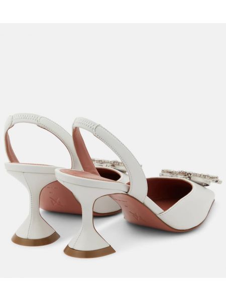 Кожени полуотворени обувки с отворена пета Amina Muaddi бяло