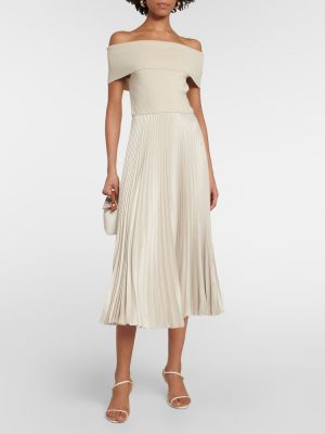 Sukienka midi plisowana Polo Ralph Lauren beżowa