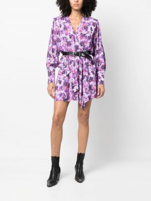 Květinové šaty s potiskem Iro fialové