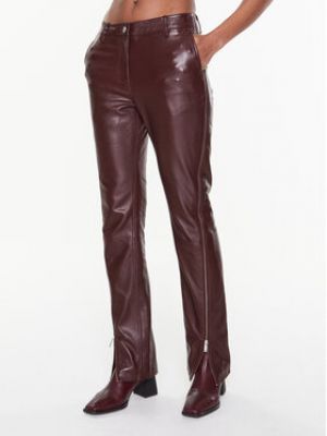 Remain Pandaloni de piele Leather Zipper RM2053 Vișiniu Straight Fit