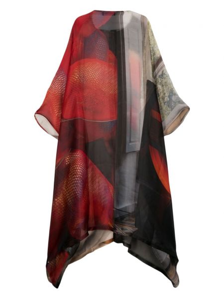 Przezroczysta sukienka midi z nadrukiem Barbara Bologna czerwona