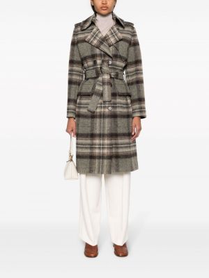 Kostkovaný vlněný kabát Barbara Bui šedý
