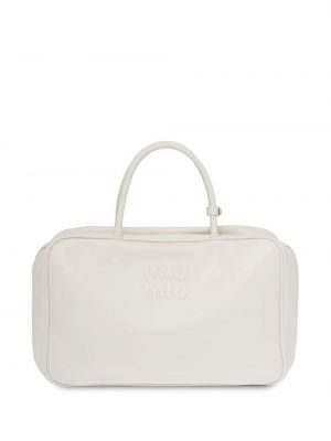 Shopper en cuir Miu Miu blanc