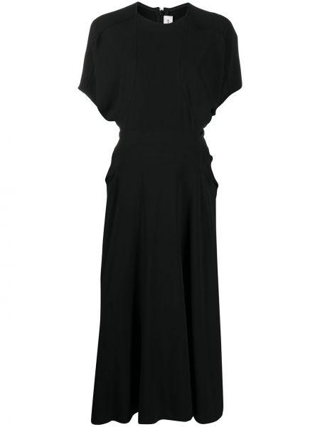 Drapírozott midi ruha Victoria Beckham fekete