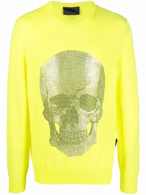 Dzianinowy sweter Philipp Plein żółty