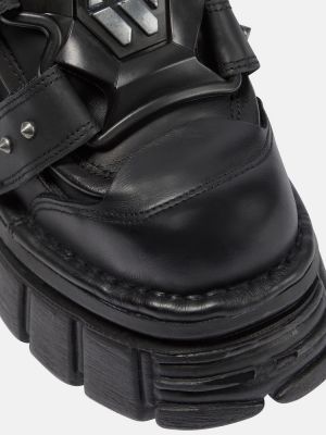 Kožené členkové topánky na platforme Vetements čierna