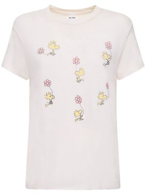 T-shirt di cotone con stampa Re/done bianco