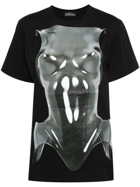 Βαμβακερή μπλούζα με σχέδιο Mugler μαύρο