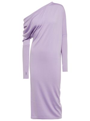 Кашмирена копринена миди рокля Tom Ford виолетово