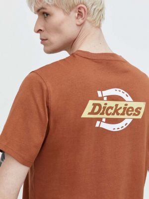 Brązowa koszulka bawełniana z nadrukiem Dickies