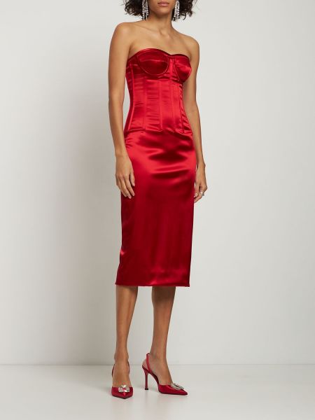 Saténové midi šaty Dolce & Gabbana červené
