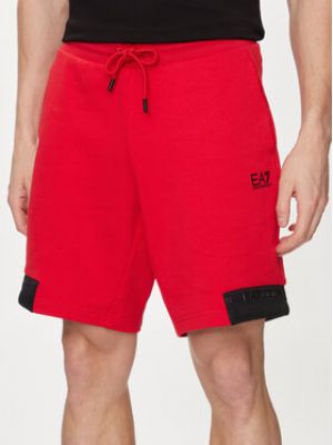 Shorts de sport Ea7 Emporio Armani rouge