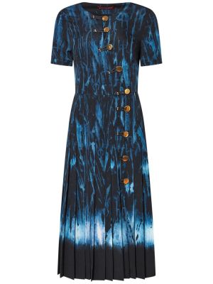Robe mi-longue en satin à imprimé avec manches courtes Altuzarra bleu