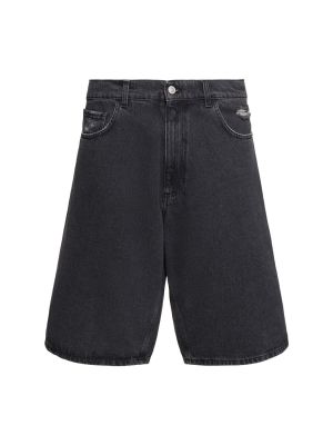 Shorts di jeans distressed con fibbia 1017 Alyx 9sm nero