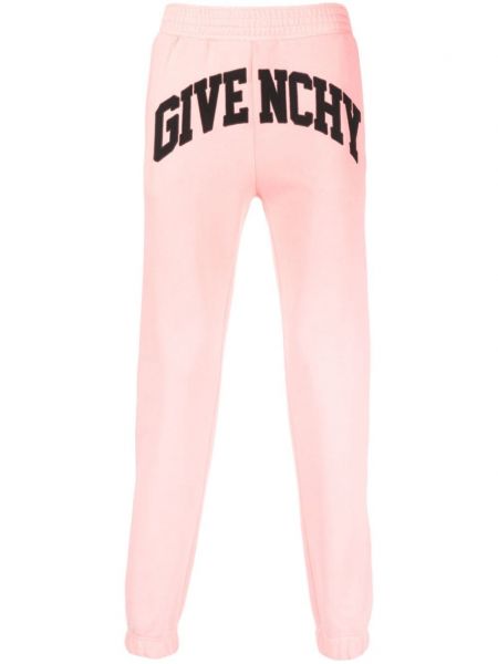 Памучни спортни панталони бродирани Givenchy розово