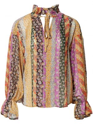 Svilena bluza s cvetličnim vzorcem s potiskom Equipment rumena