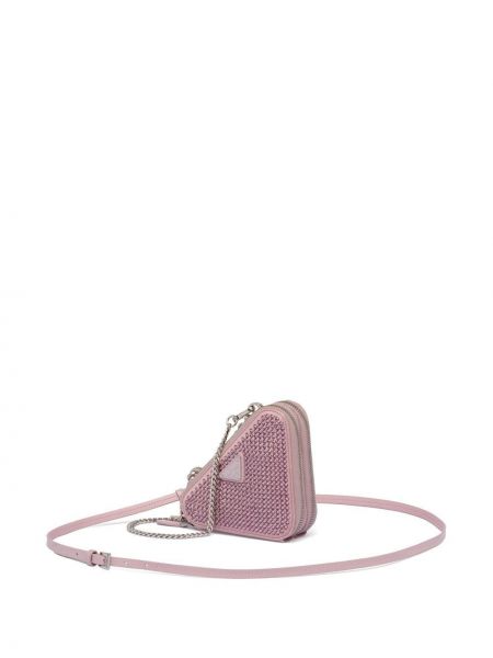 Чанта през рамо с кристали Prada розово
