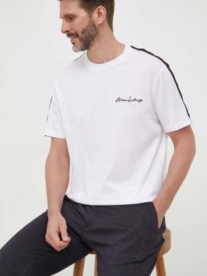 Памучна тениска с дълъг ръкав с апликация Armani Exchange бяло