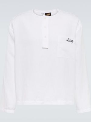 Lněná košile s dlouhými rukávy Loewe bílá