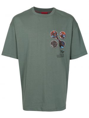 Βαμβακερή μπλούζα με σχέδιο Hugo πράσινο