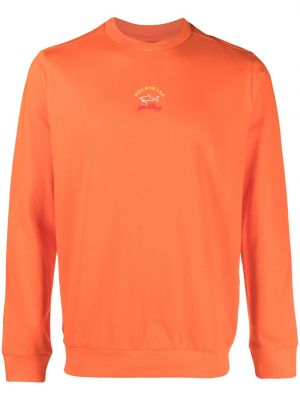 Памучен пуловер с принт Paul & Shark оранжево