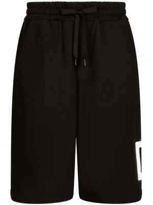 Pantaloni scurți din bumbac cu imagine Dolce & Gabbana negru