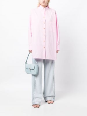 Oboustranná oversized bavlněná košile Rejina Pyo růžová