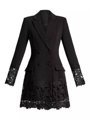 Мини-платье из кружевного пиджака Zac Posen черный