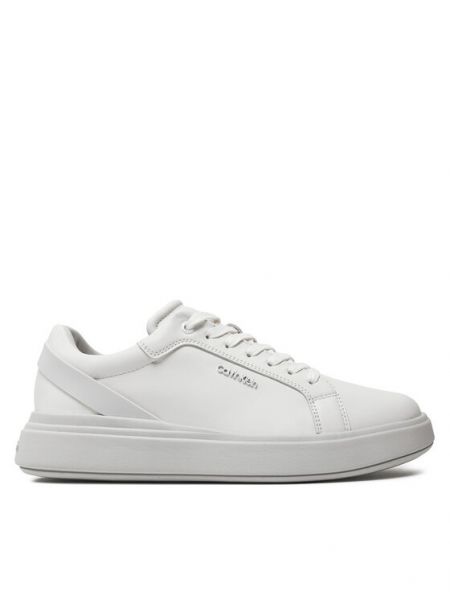 Ριγέ χαμηλά αθλητικά παπούτσια με κορδόνια με δαντέλα Calvin Klein λευκό