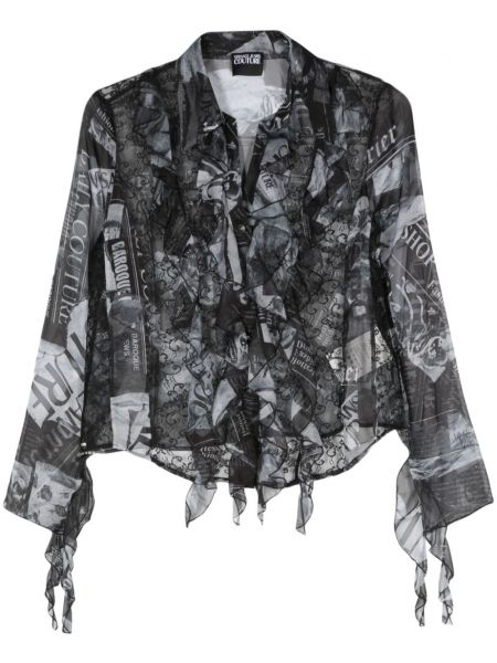 Priehľadná rifľová košeľa s potlačou Versace Jeans Couture