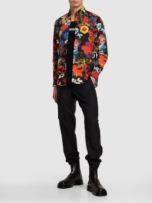Pamučna košulja s cvjetnim printom s printom Moschino