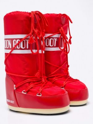 Нейлоновые зимние ботинки Moon Boot красные