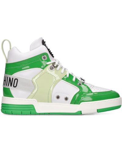Sneakerși din piele din piele ecologică Moschino alb