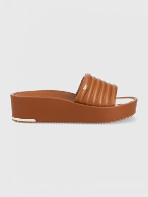 Sandale din piele cu platformă Dkny maro