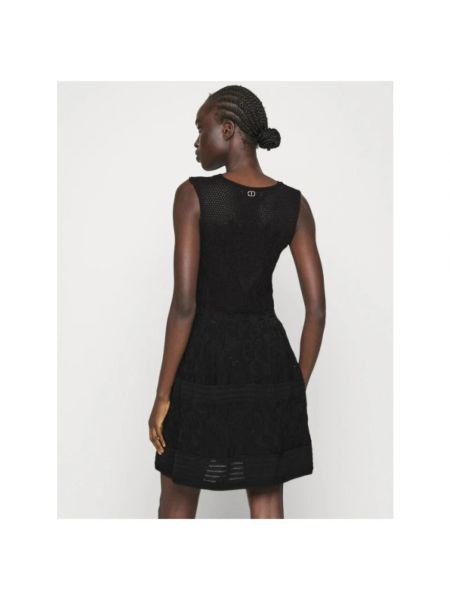 Mini vestido con bordado de punto Twinset negro