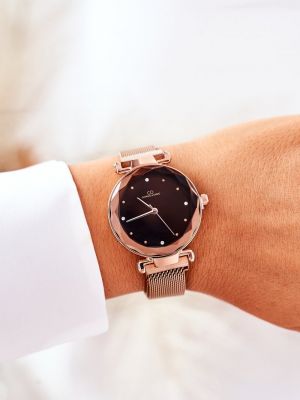 Rozā zelta tīkliņa rokas pulksteņi Kesi