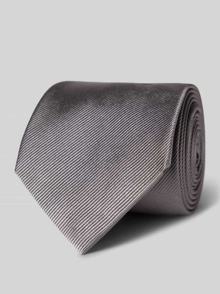 Jedwabny krawat w jednolitym kolorze Profuomo srebrny