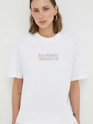 Bavlněné tričko Samsøe Samsøe bílé
