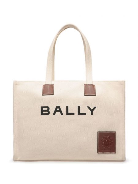 Shopper kabelka s potiskem Bally bílá