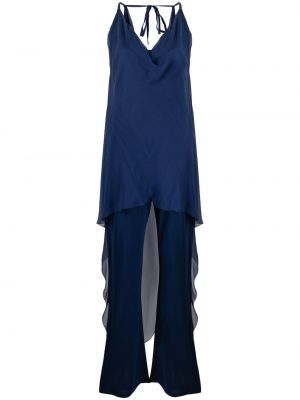 Sukienka koktajlowa z wysoką talią Alberta Ferretti niebieska