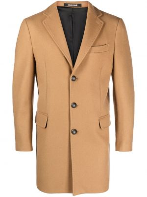 Płaszcz wełniany z kaszmiru Roberto Cavalli brązowy