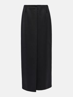 Czarna moherowa długa spódnica wełniana Givenchy