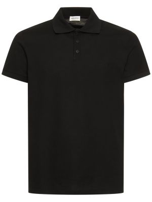 Medvilninis polo marškinėliai Saint Laurent juoda
