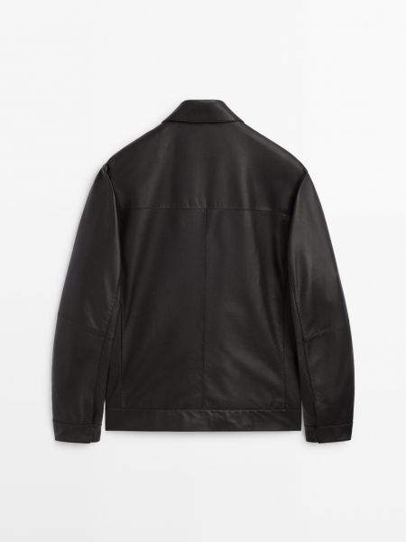 Кожаная куртка Massimo Dutti черная