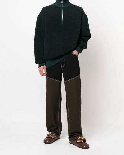 Vilnas džemperis ar rāvējslēdzēju merino Jacquemus zaļš
