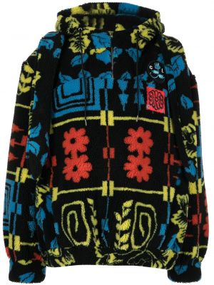 Geblümt hoodie mit reißverschluss mit print Chopova Lowena schwarz
